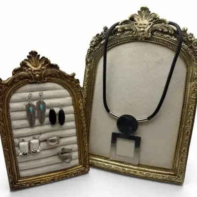 Statement Jewelry Lot with Geometric Necklace, Earrings & Spoon Ring