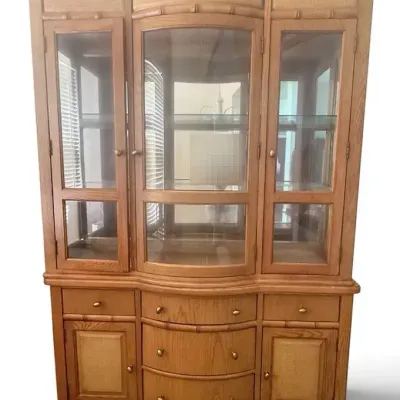 Oak & Cane China Cabinet / Display Hutch