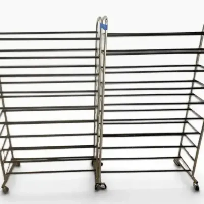 Pair of Rolling Metal Shoe Storage Racks
