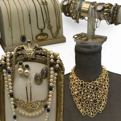 Gold & Silver-Tone Costume Jewelry Lot with Anne Klein & Timex Watches