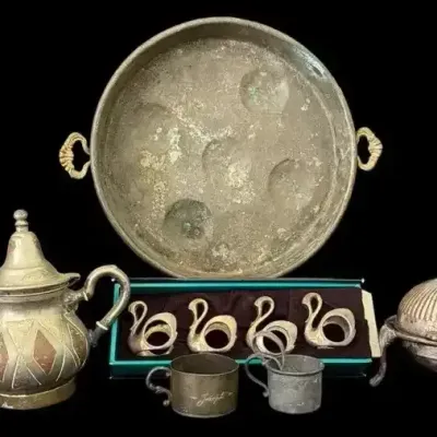  Antique Middle Eastern Copper Tea & Serving Collection