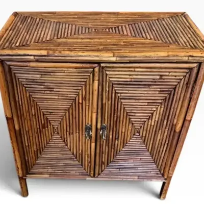 Bamboo & Rattan Two-Door Accent Cabinet 
