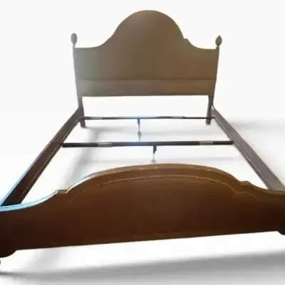 King Size Woven Rattan & Wood Poster Bed Frame