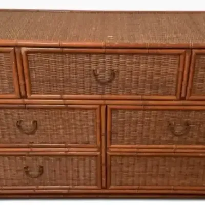 Wicker & Rattan 7-Drawer Dresser / Storage Chest