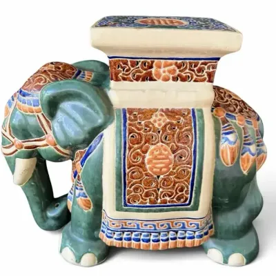 Ceramic Elephant Garden Stool / Plant Stand