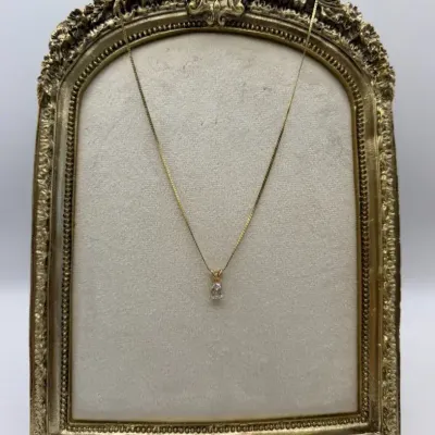14K Gold 585 Chain with 10K Solitaire Pendant
