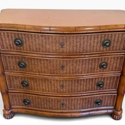 Tropical Bamboo & Woven Rattan 4-Drawer Chest