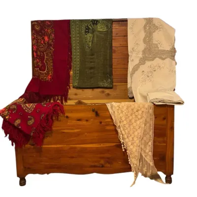 Vintage Cedar Chest, Hand-Stitched Linens & More!