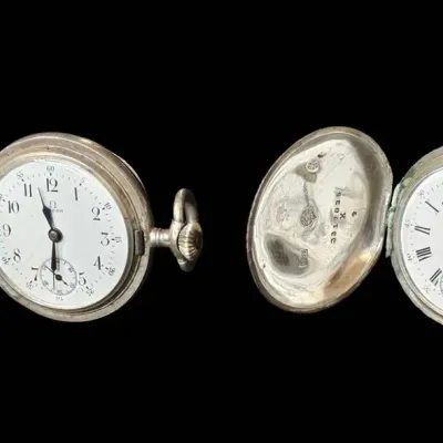Antique Omega Grand Prix Paris 1900 Pocket Watch Duo - Silver! 