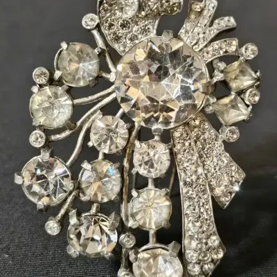 Vintage Eisenberg Original Floral Spray Fur Clip Brooch 