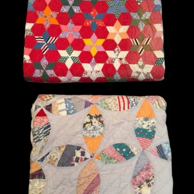 Vintage Patchwork Quilts: Six-Pointed Star & 1930s Feedsack Orange Peel Variation