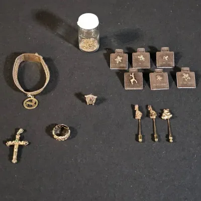 Vintage & Marked Gold Jewelry Lot – Chains, Rings, Pins, Badges & Charms