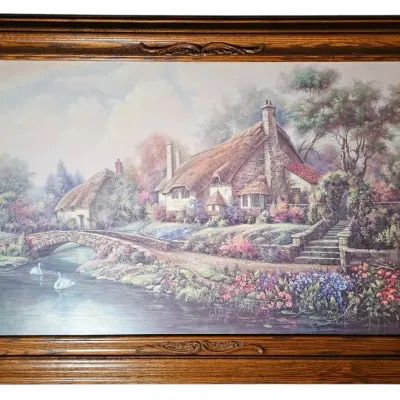 Vintage Framed Art Prints – Country Cottages, Landscapes & Floral Still Life