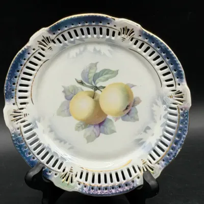 Antique Decorative Plate With Fruit Motif 