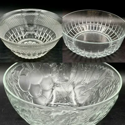 (3) Vintage Glass Serving Bowls 