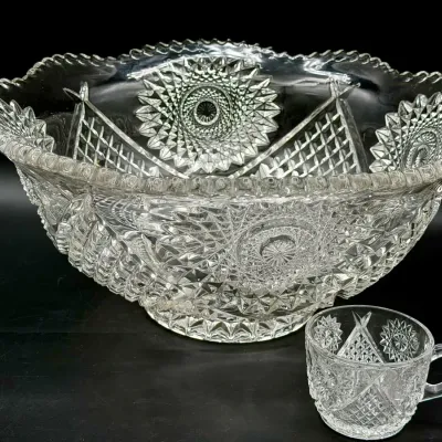 Punch Bowl With (18) Cups