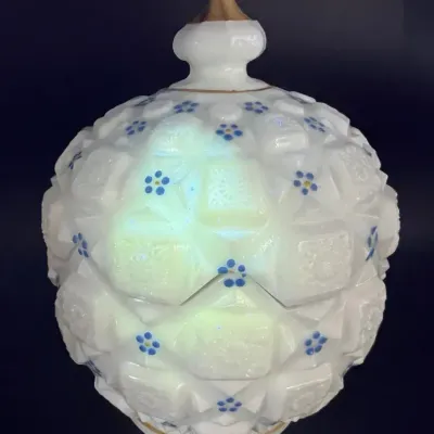 Vintage Westmoreland Milk Glass Candy Dish “Old Quilt” or “Block and Star”
