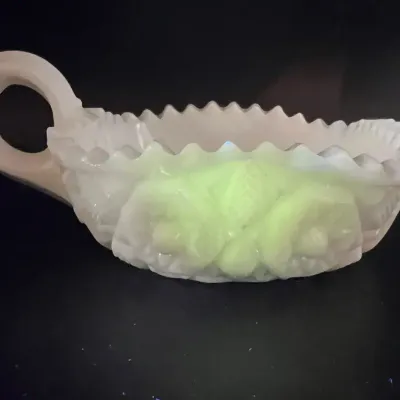 Ultraviolet Reactive Fostoria Milk Glass 