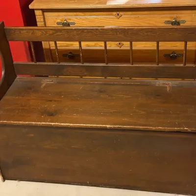 Vintage Wooden Bench With Storage 