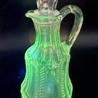 Glass Cruet with Green Ultraviolet Glow