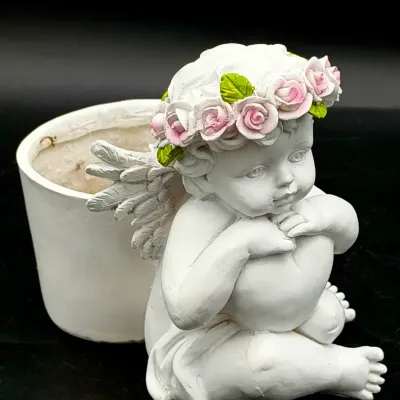 Cute Plastic Cherub Planter 