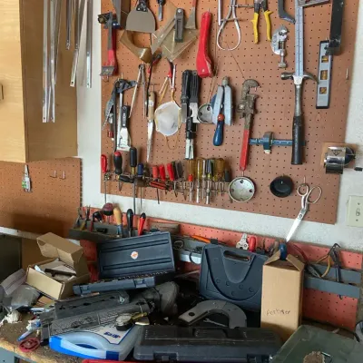 Workbench And Peg Board Lot Of Tools