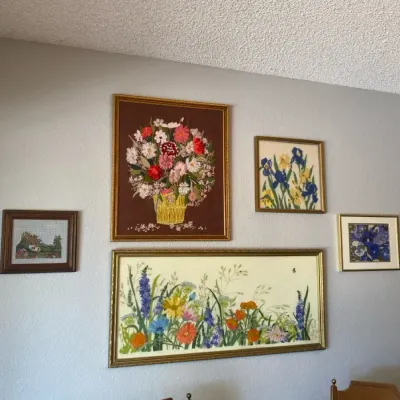 Framed Floral Embroidery 
