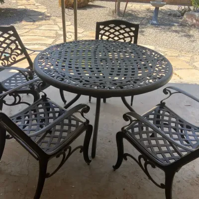 Round Black Metal Patio Table And Chairs