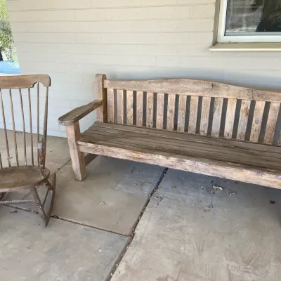 Wooden Patio Bench And Rocker