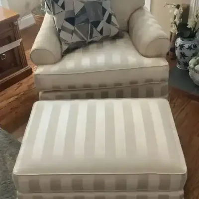 Ethan Allen Rocking Armchair, Ottoman & Pillow