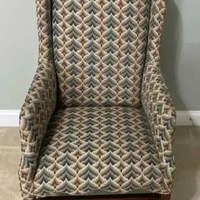Geometric Upholstered Wingback Chair