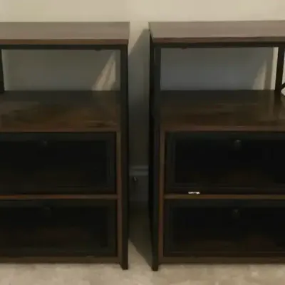Modern Industrial Nightstand Pair