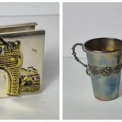 Sterling Silver Child’s Kiddush Cups & Matchbook Holder