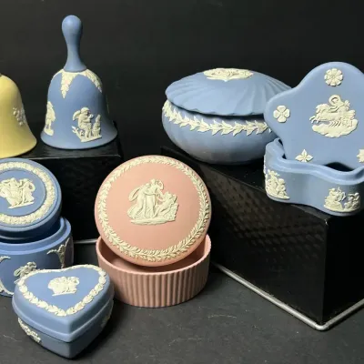 Wedgwood Jasperware Pink Trinket Box, Primrose Bell & More