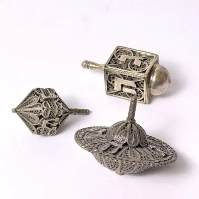 Sterling Silver Filigree Dreidels (3)