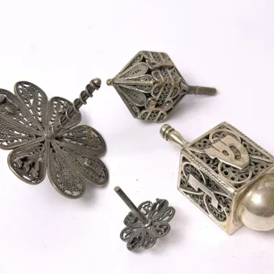Sterling Silver Filagree Dreidels (4)