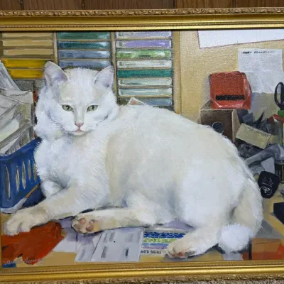 Amelia Rosenthal Cat Painting On Canvas - Dated ‘96