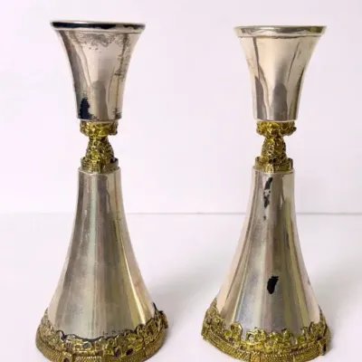 Sterling Silver (Tested) Zadok Nerya Candleholders 6.5”