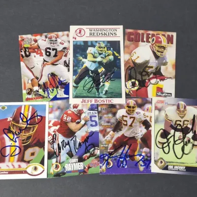 Joe Jacoby, Jeff Bostic, Jim Lachey & More Signed Washington Redskins Football Cards