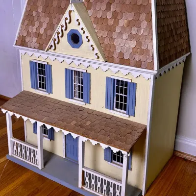 Yellow Porchfront Dollhouse - Scale 1:12
