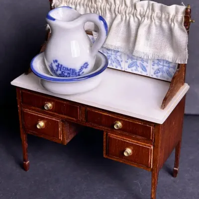 Dennis Jenvey Signed Artisan Dollhouse Miniature Victorian Washstand