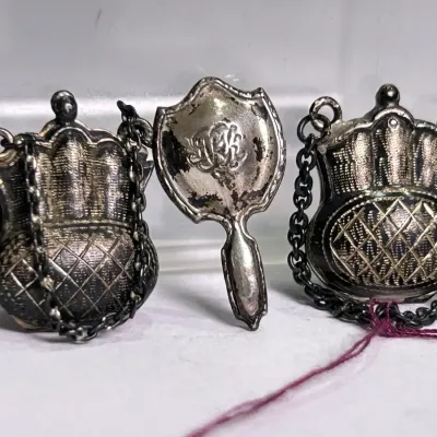 Sterling Silver Purse and Mirror Dollhouse Miniatures - Lot 8