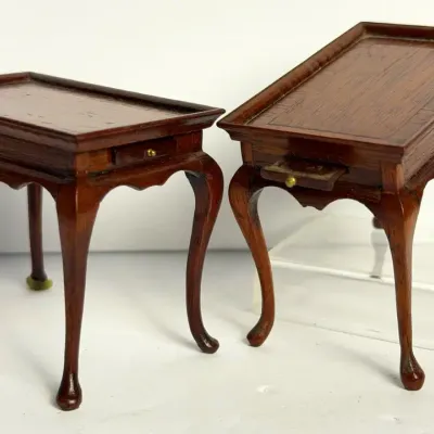 Dennis Jenvey Signed Artisan Miniature Dollhouse Tea Tables (2)