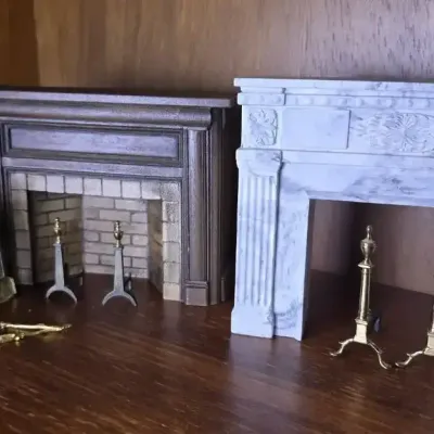 Fireplace & Fireplace Accessory Dollhouse Miniatures (2)