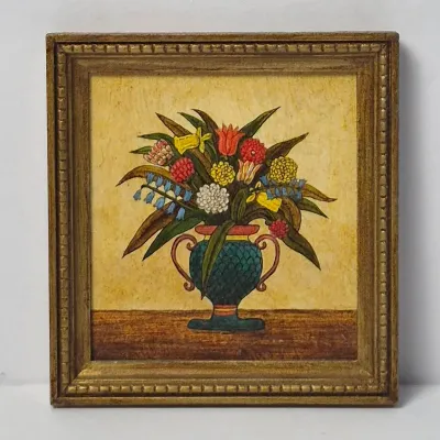 Paul Saltarelli Miniature Oil Painting “Flower Still Life” After an Unknown Artist, c. 1770 -1/2