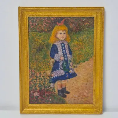 Paul Saltarelli Miniature Oil “Little Girl with a Watering Can” After Pierre-Auguste Renoir, 17/20