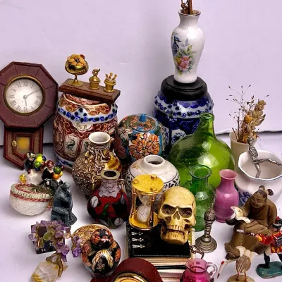 Vases, Clocks, Figures & More Decorative Dollhouse Miniatures - Lot 3