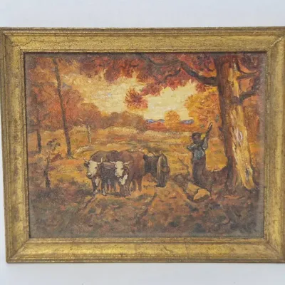 Paul Salterelli Miniature Oil Painting “The Wood Chopper” After Louis Paul Dessar - Limited 3 of 8