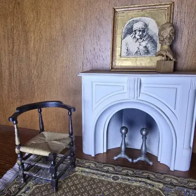 Braxton Payne Fireplace, Chair & Rug Dollhouse Miniature Decor