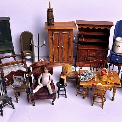 Smaller Scale Dollhouse Miniature Furniture, Accessories & Doll